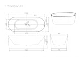 ISEO Ultra-Thin Freestanding Bathtub With Overflow (Gloss White) 1200/1300/1400/1500/1600/1700mm