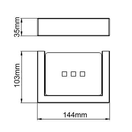 IVANO Series Square Soap Dish Holder - Brushed Gun Metal Technical Drawing