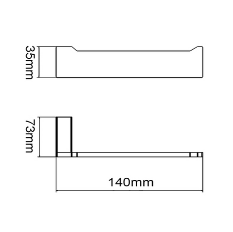 IVANO Series Square Toilet Paper Holder - Matte Black Technical Drawing