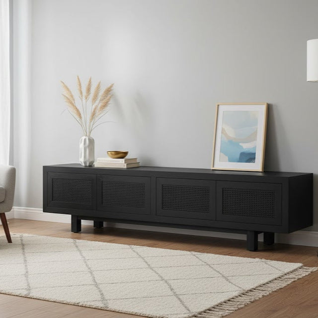 Iluka White Cedar Entertainment Unit – Four Door – Black - 2.2m