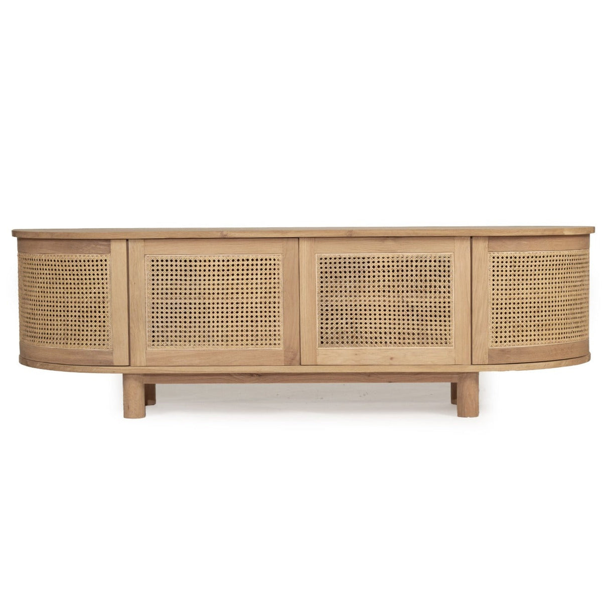 Indigo American Oak Entertainment Unit – Four Door – Natural – Round End 0.55m