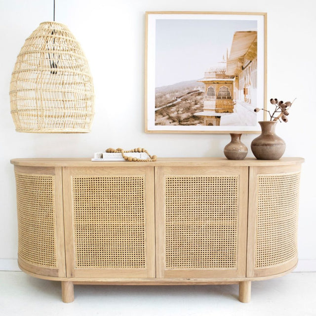 Indigo American Oak Four Door Sideboard – Rounded End - 2m