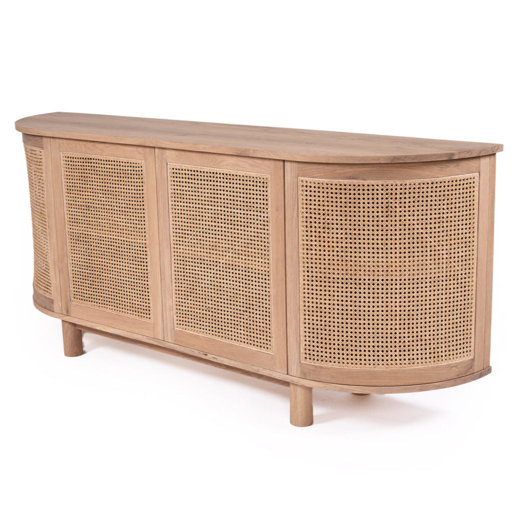 Indigo American Oak Four Door Sideboard – Rounded End - 2m