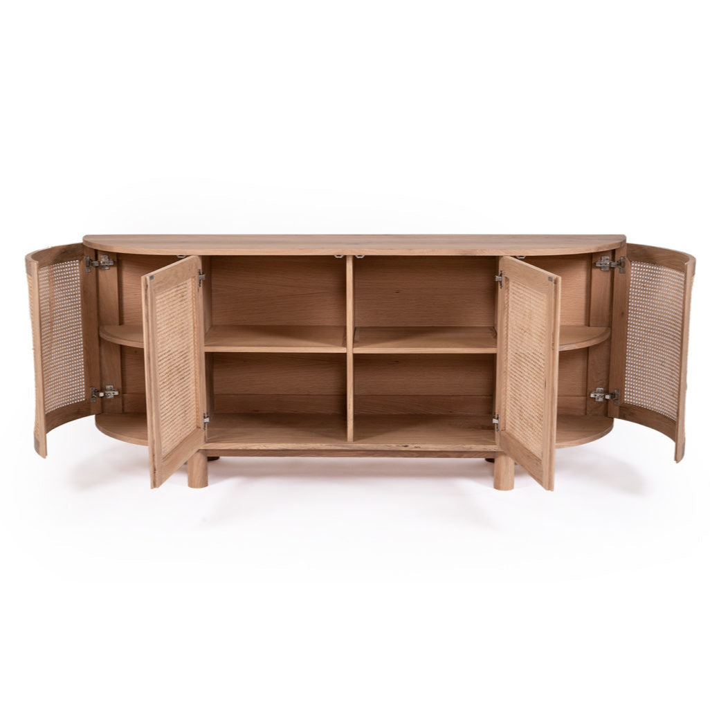 Indigo American Oak Four Door Sideboard – Rounded End - 2m