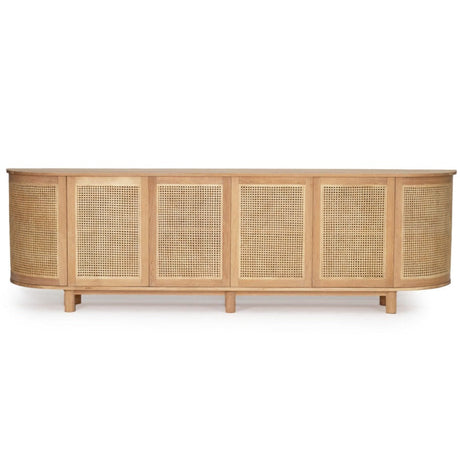 Indigo American Oak Six Door Sideboard – Rounded End - 3m