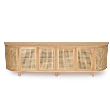 Indigo American Oak Six Door Sideboard – Rounded End - 3m