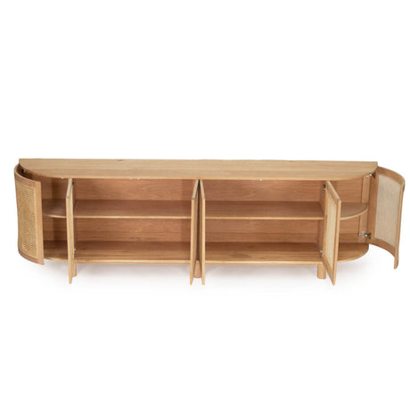 Indigo American Oak Six Door Sideboard – Rounded End - 3m