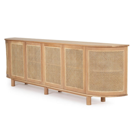 Indigo American Oak Six Door Sideboard – Rounded End - 3m