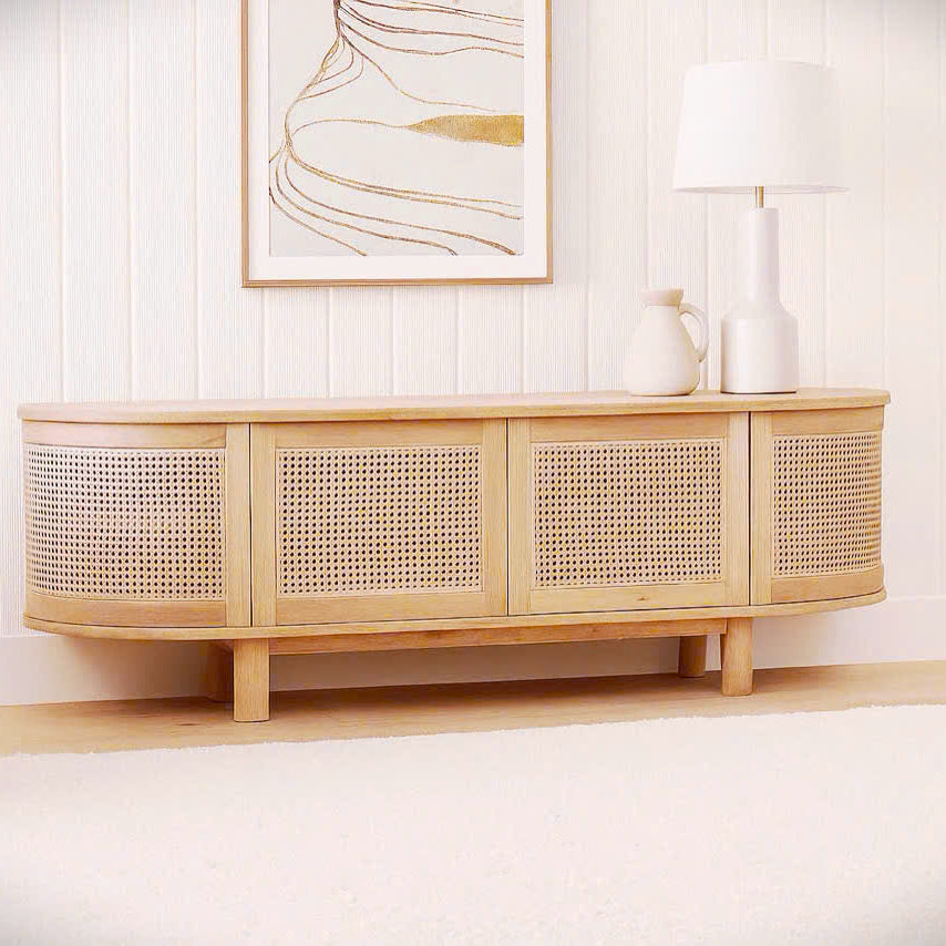 Indigo Entertainment Unit – Four Door – Natural – Round End 0.55m