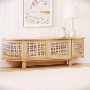 Indigo Entertainment Unit – Four Door – Natural – Round End 0.55m