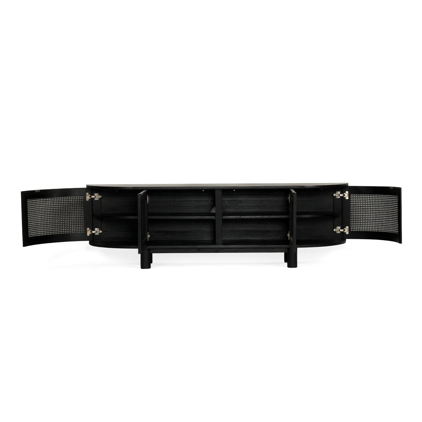 Indigo White Cedar Entertainment Unit – Four Door – Black – Round End 2m