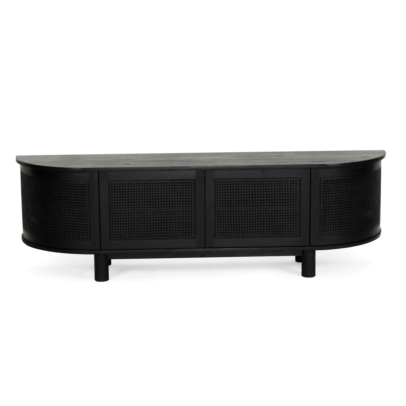 Indigo White Cedar Entertainment Unit – Four Door – Black – Round End 2m