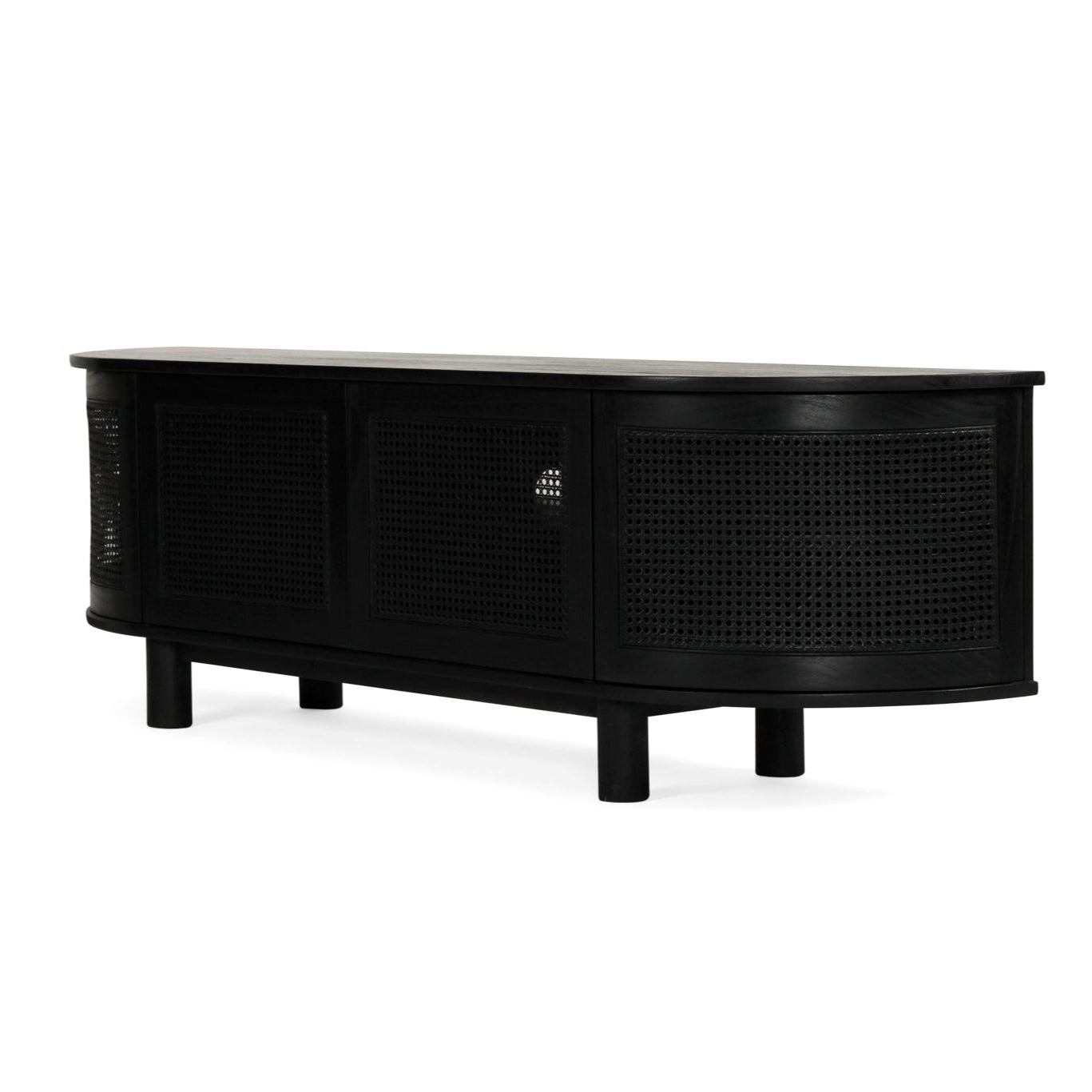 Indigo White Cedar Entertainment Unit – Four Door – Black – Round End 2m