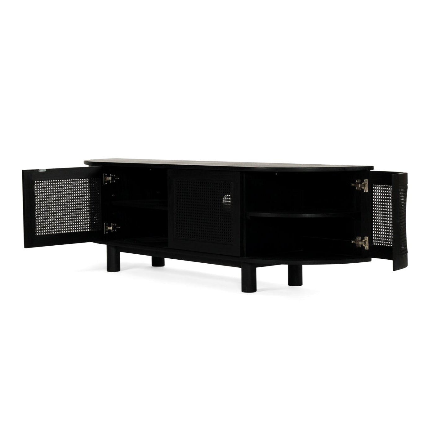 Indigo White Cedar Entertainment Unit – Four Door – Black – Round End 2m