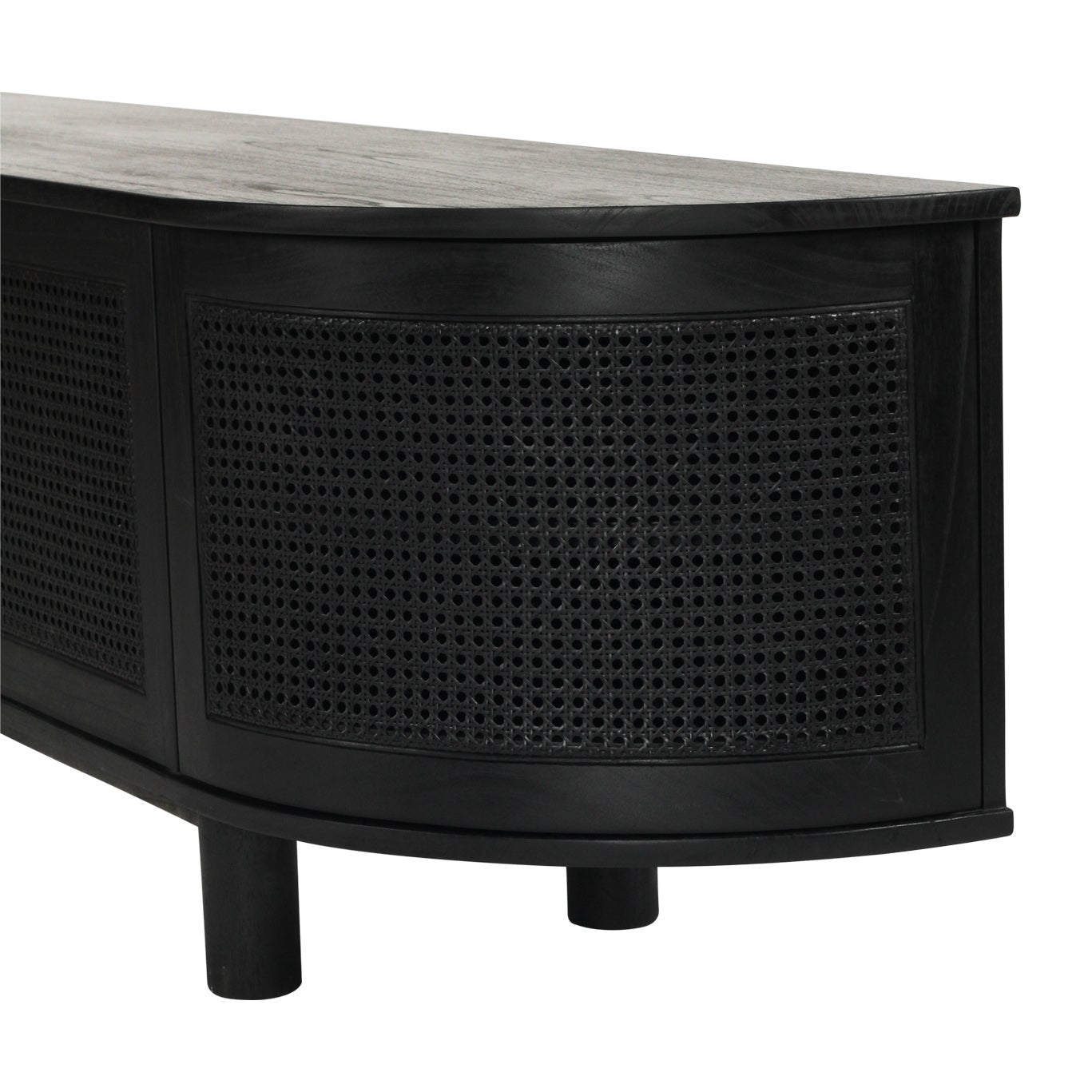 Indigo White Cedar Entertainment Unit – Four Door – Black – Round End 2m