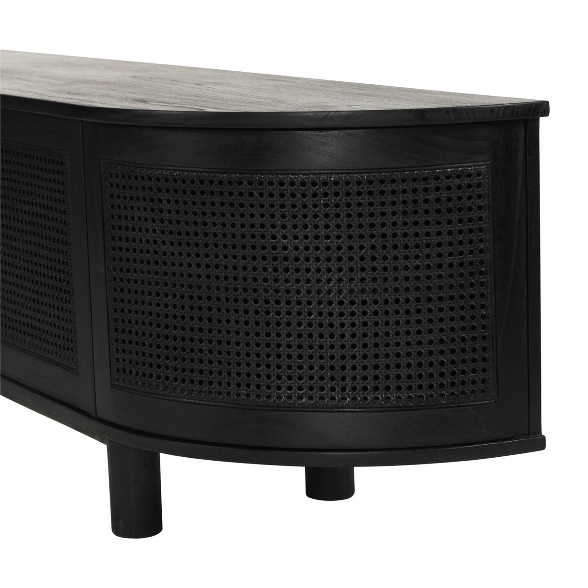 Indigo White Cedar Entertainment Unit – Four Door – Black – Round End 2m