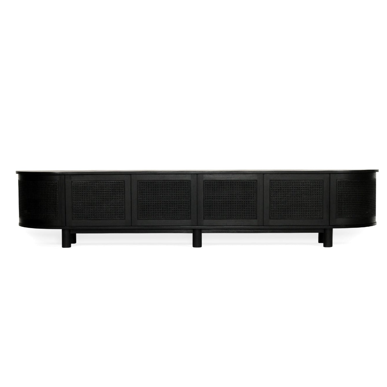 Indigo Whitley Cedar Entertainment Unit – Six Door – Black – Round End 3m