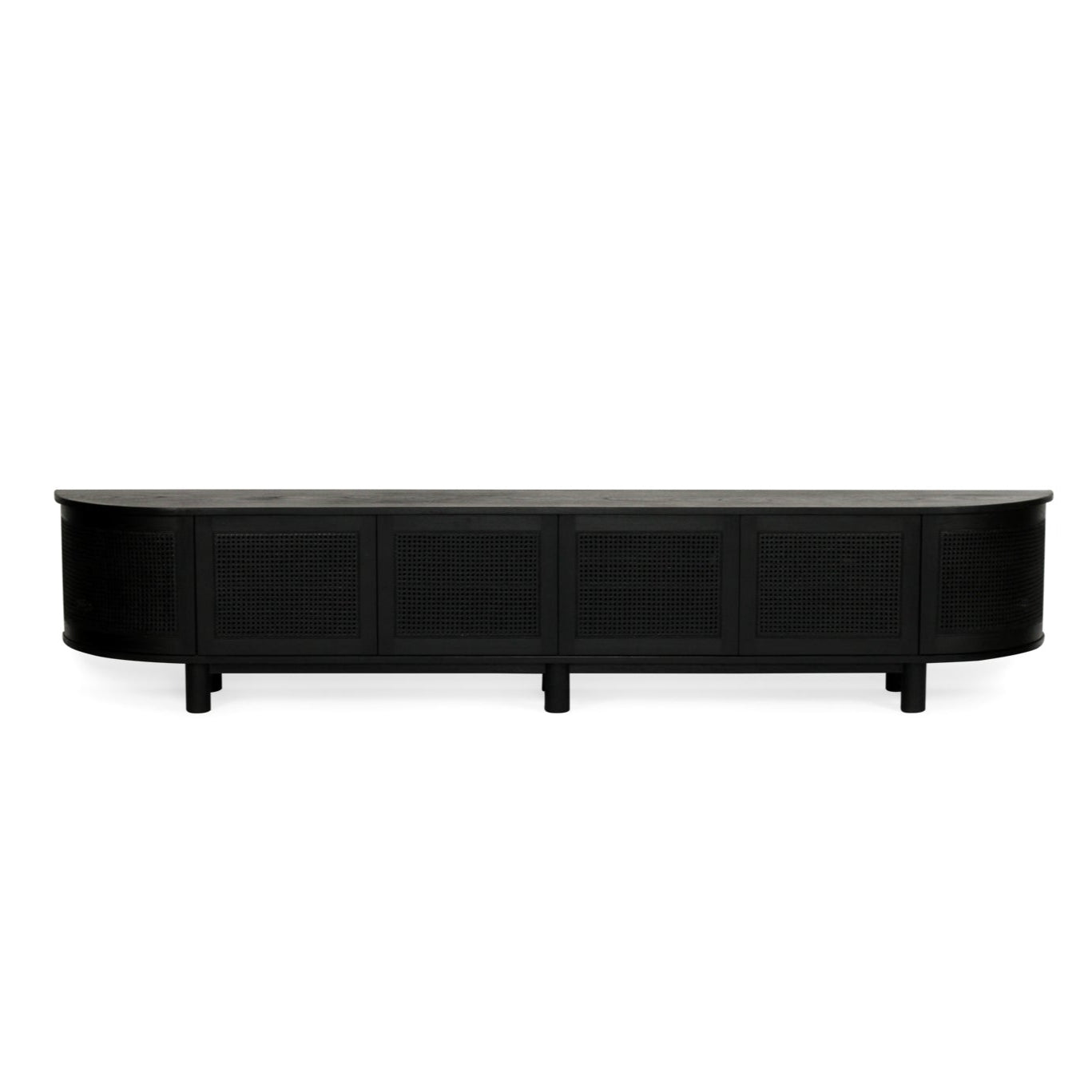 Indigo Whitley Cedar Entertainment Unit – Six Door – Black – Round End 3m