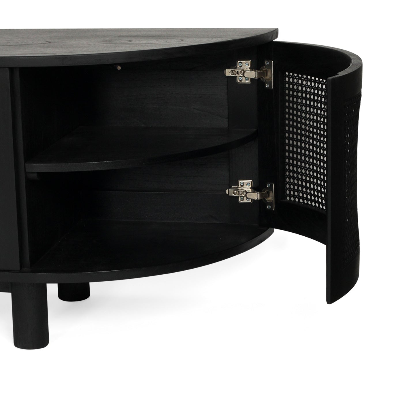 Indigo Whitley Cedar Entertainment Unit – Six Door – Black – Round End 3m