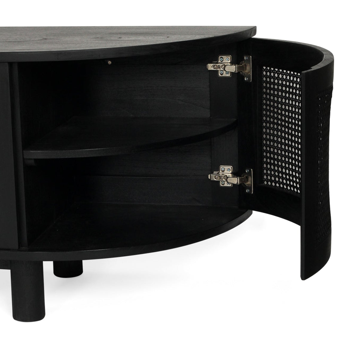 Indigo Whitley Cedar Entertainment Unit – Six Door – Black – Round End 3m