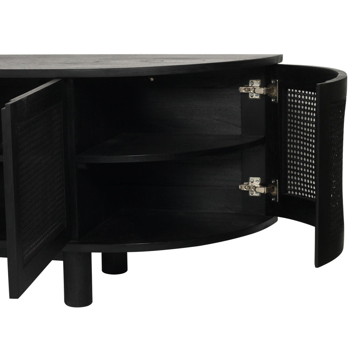 Indigo Whitley Cedar Entertainment Unit – Six Door – Black – Round End 3m