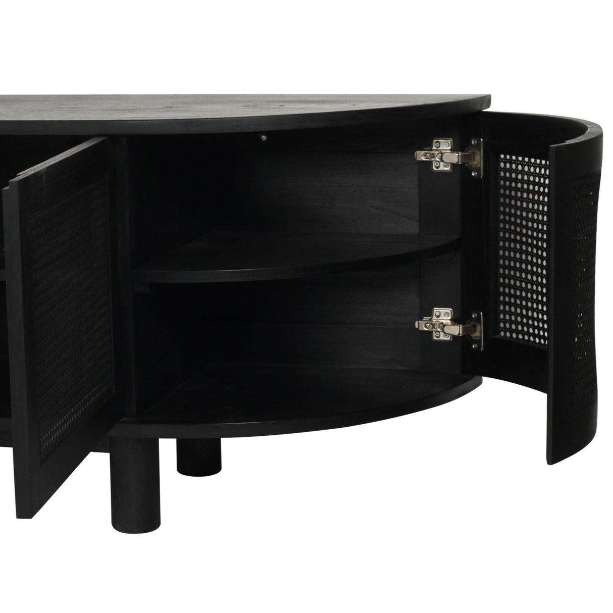 Indigo Whitley Cedar Entertainment Unit – Six Door – Black – Round End 3m