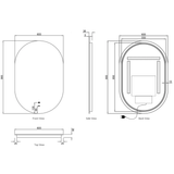 NOOSA Back-Lit LED Oval Frameless Mirror 900x600mm-Horizontal or Vertical
