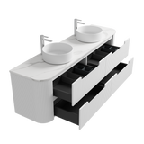 CURVA Wall Hung Fluted Curved Vanity Matte White (All Sizes)