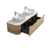 CARITA Wall Hung Curved Vanity Oak (All Sizes)