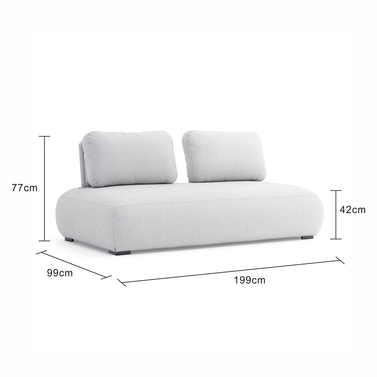 Iowa 2 Seater Outdoor Aluminium Upholstered Lounge in Charcoal/Light Grey