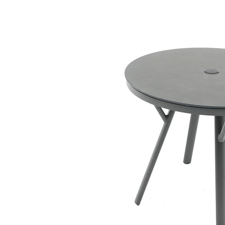 Iowa Outdoor Aluminium Round Dining Table with High-pressure Laminate Top in Charcoal/Teak Look