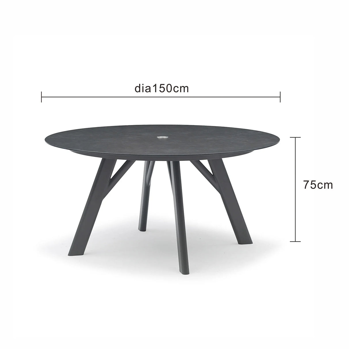 Iowa Outdoor Aluminium Round Dining Table with High-pressure Laminate Top in Charcoal/Teak Look