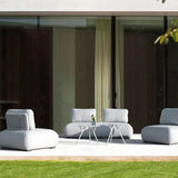 Iowa Outdoor Aluminium Upholstered Armless Chair in Charcoal/Light Grey/Mustard