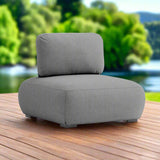 Iowa Outdoor Aluminium Upholstered Armless Chair in Charcoal/Light Grey/Mustard