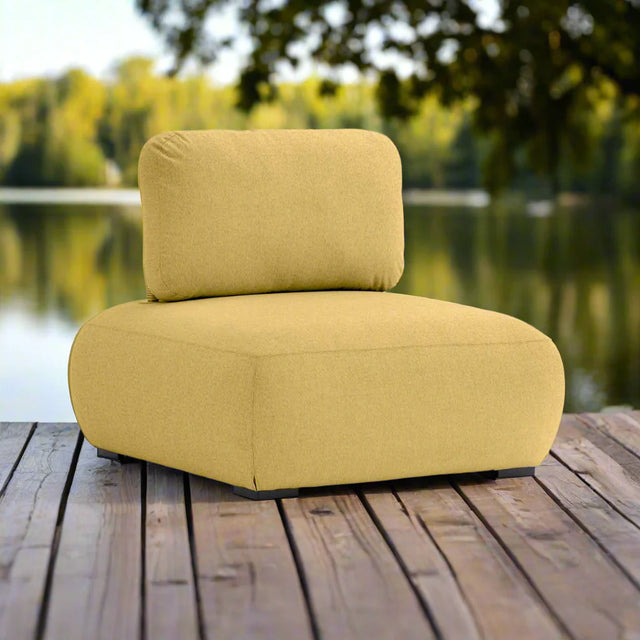 Iowa Outdoor Aluminium Upholstered Armless Chair in Charcoal/Light Grey/Mustard