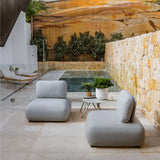 Iowa Outdoor Aluminium Upholstered Armless Chair in Charcoal/Light Grey/Mustard
