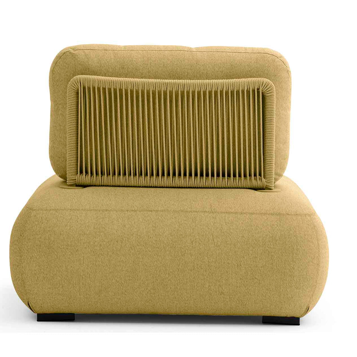 Iowa Outdoor Aluminium Upholstered Armless Chair in Charcoal/Light Grey/Mustard