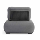 Iowa Outdoor Aluminium Upholstered Armless Chair in Charcoal/Light Grey/Mustard