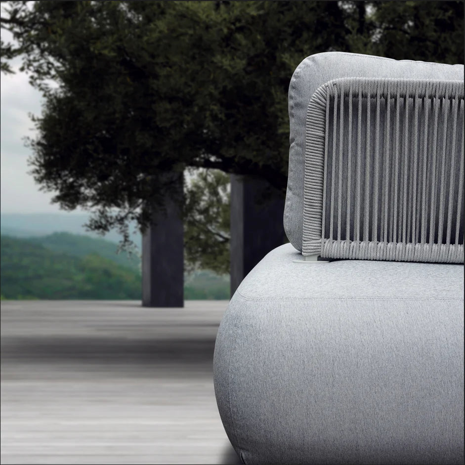 Iowa Outdoor Aluminium Upholstered Armless Chair in Charcoal/Light Grey/Mustard