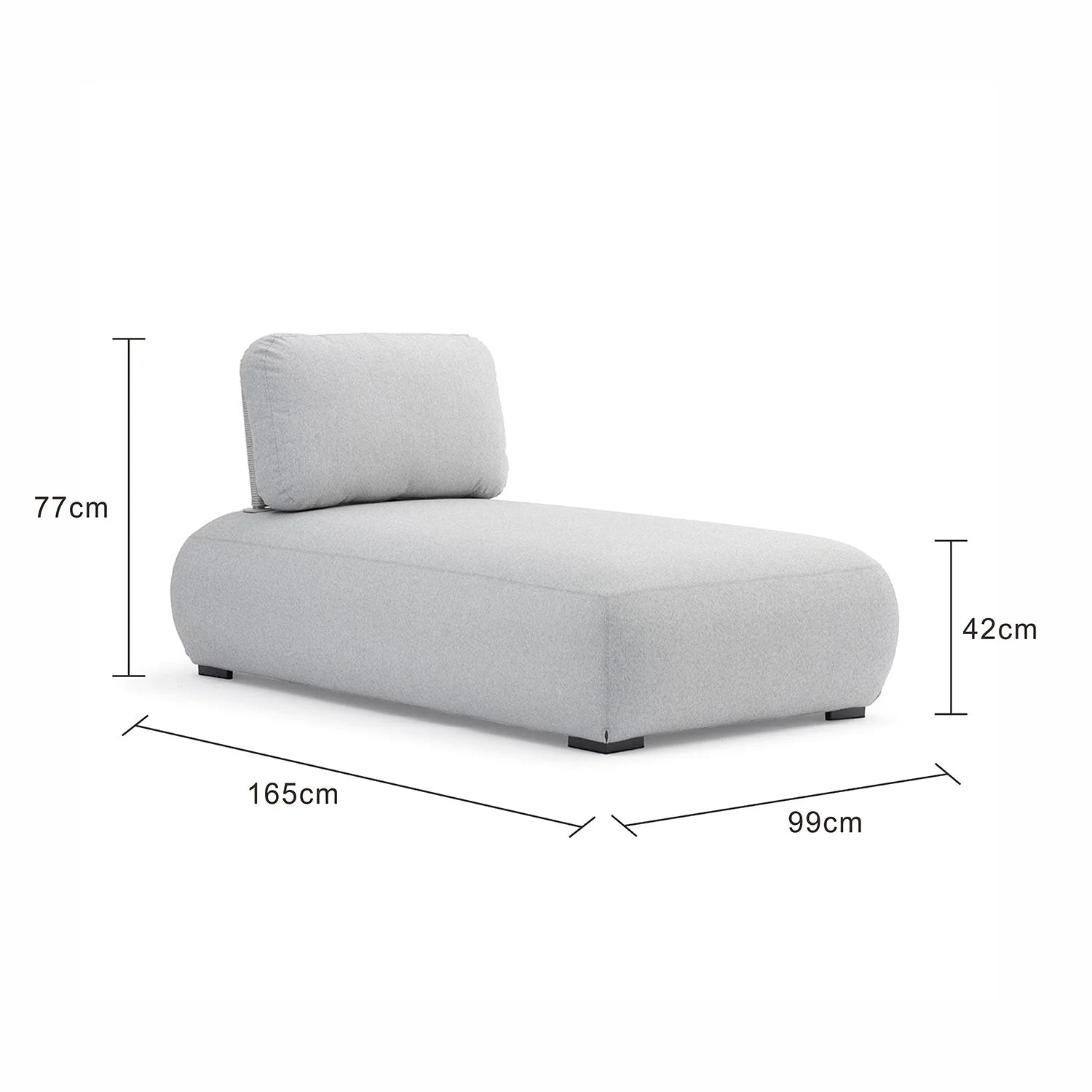 Iowa Outdoor Aluminium Upholstered Chaise Lounge in Charcoal/Light Grey