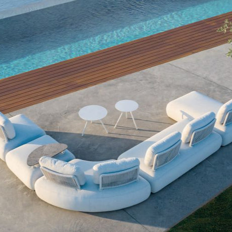 Iowa Outdoor Aluminium Upholstered Corner Lounge in Charcoal/Light Grey