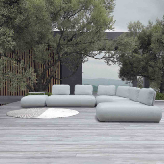 Iowa Outdoor Aluminium Upholstered Corner Lounge in Charcoal/Light Grey