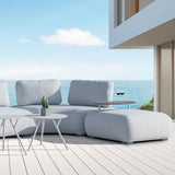 Iowa Outdoor Aluminium Upholstered Ottoman in Charcoal/Light Grey