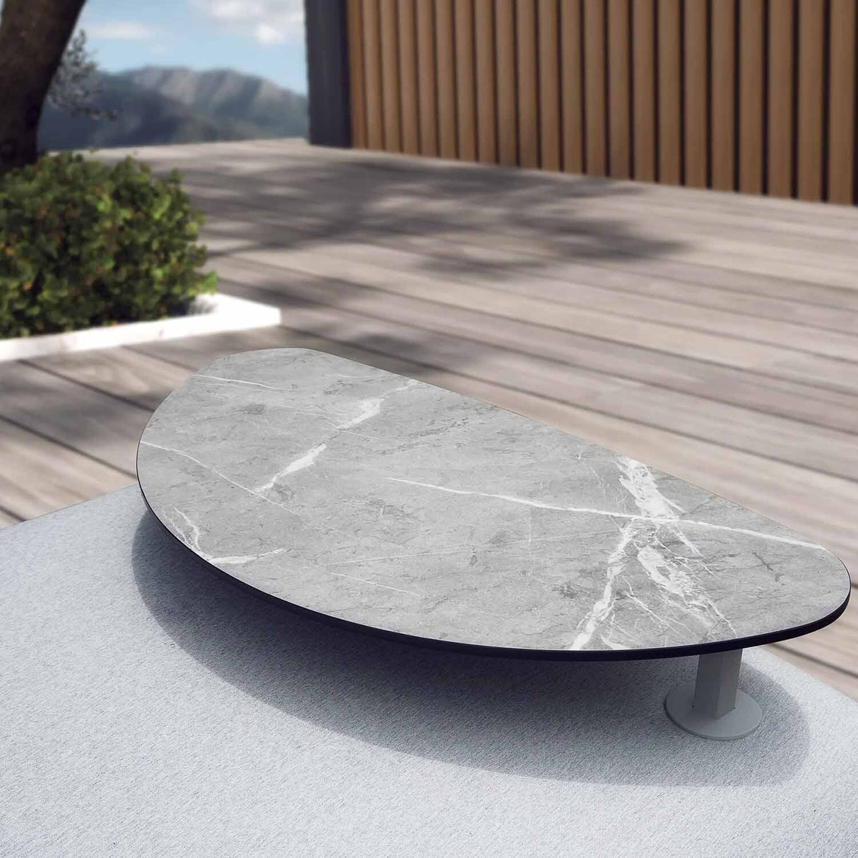 Iowa Outdoor Aluminium Upholstered Ottoman in Charcoal/Light Grey