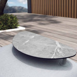 Iowa Outdoor Aluminium Upholstered Ottoman in Charcoal/Light Grey