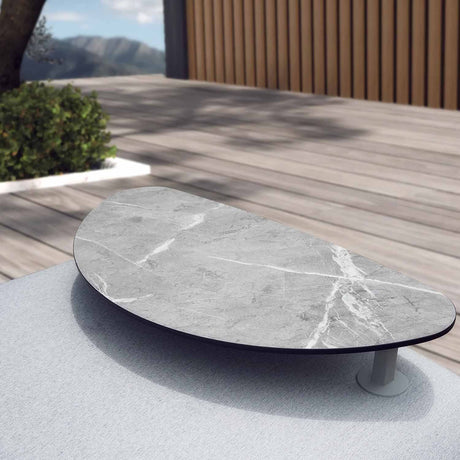Iowa Outdoor Aluminium Upholstered Ottoman in Charcoal/Light Grey