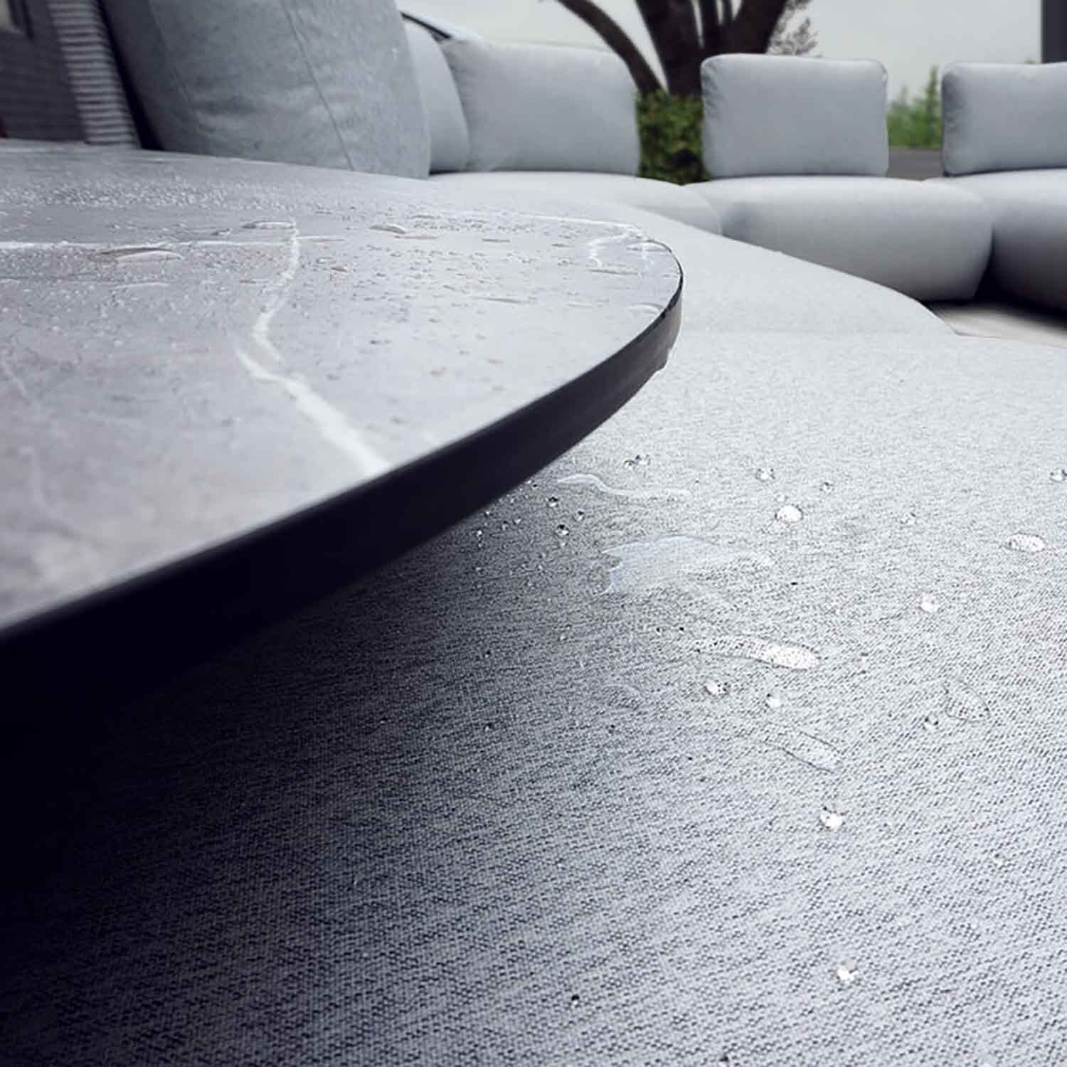 Iowa Outdoor Aluminium Upholstered Ottoman in Charcoal/Light Grey