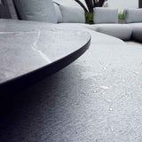 Iowa Outdoor Aluminium Upholstered Ottoman in Charcoal/Light Grey