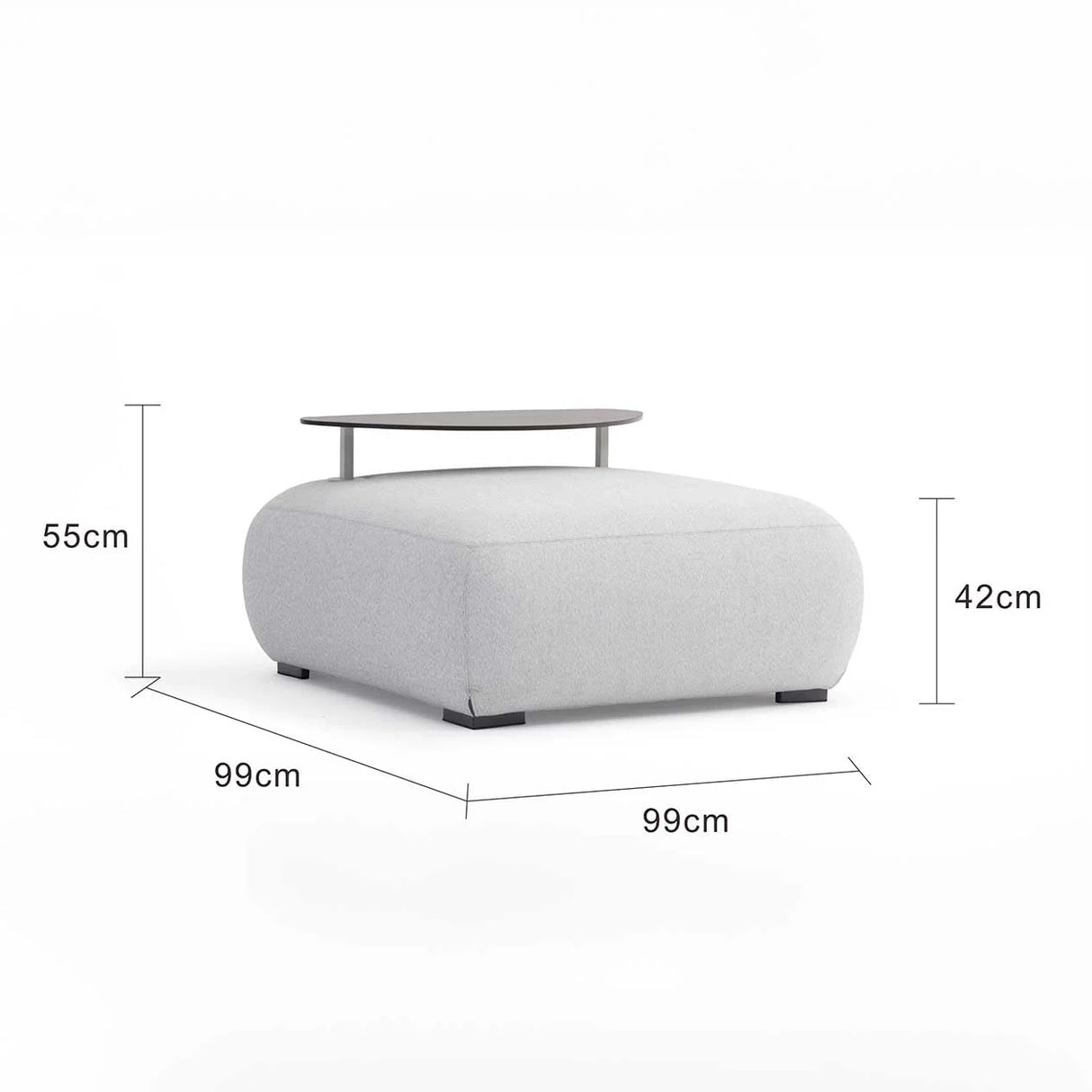 Iowa Outdoor Aluminium Upholstered Ottoman in Charcoal/Light Grey