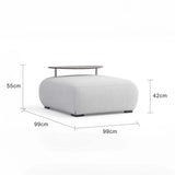 Iowa Outdoor Aluminium Upholstered Ottoman in Charcoal/Light Grey